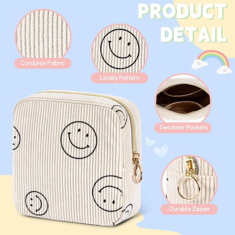 SIDESUGAR Period Bag for Teen Girls - Shark Week Pouch - Corduroy Portable Sanitary Pad Bags - Holds 6-10 Pads - Pink - Image 5